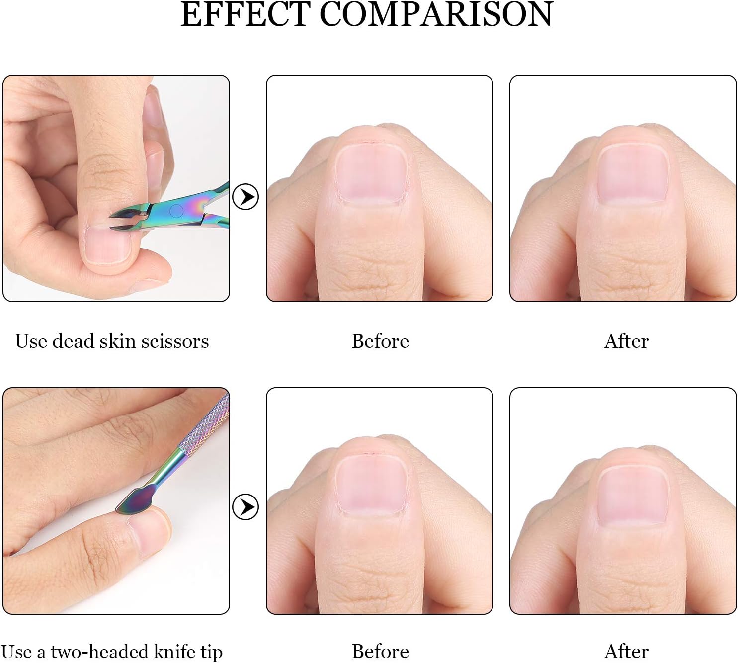 Cuticle Trimmer with Cuticle Pusher and Cuticle Cutter 5PCS Color Gradient Multi-Function Stainless Steel Cleaning Care Manicure Tools and Easy to Carry and Store: Home Improvement