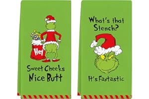 Cheroloven Funny Christmas Hand Towels, 2 Pack Holiday Collection Kitchen Towels, Absorbent Bathroom Towels, Cute Christmas Kitchen Bath Room Decorations, Novelty White Elephant Gifts for Women Men