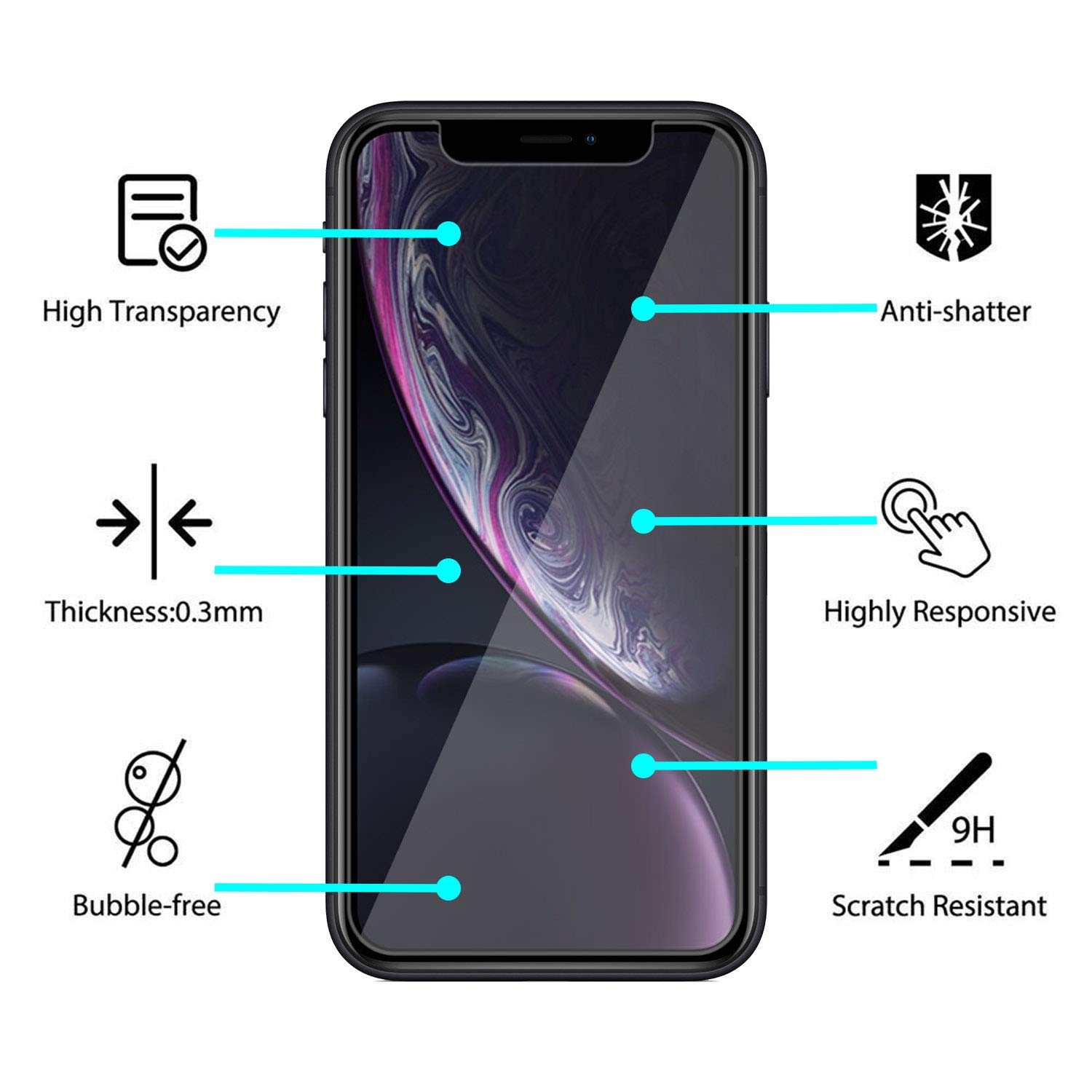 Jakpas Screen Protector for iPhone11,iPhone XR (6.1\'\') Sreen Protector,[3 Pack] Tempered Glass Screen Protector,Bubble Free,Anti-Scratch,High Responsive Work Most Case for iPhone XR (6.1 inch Display)