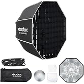Godox UL-Octa Box 60cm / 24 Inches Quick Release Octagonal Softbox | Foldable Octa Bowens Mount Softbox with Grid &amp; Diffusers, GODOX Softbox Kit for Photography Flash Lighting Softboxes