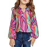 blibean Girl Flower Bell Sleeve Blouse Floral Fall Tops 4-15 Years
