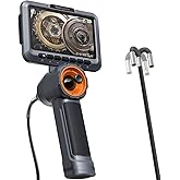 Teslong 360 Articulating Borescope with Light, 5'' Monitor Industrial Inspection Camera with 4-Way Joystick Articulation, HD Endoscope Camera for Automotive, Pipes, and Mechanics (0.24inch-5FT)
