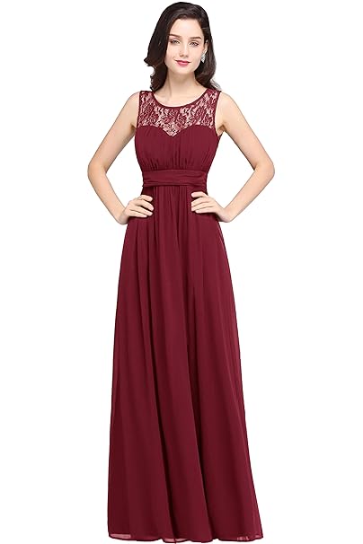 MisShow Damen Elegant A-Linie Chiffon Abendkleid Brautjungfernkleid Ballkleid lang 32-46