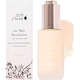 100% PURE 2nd Skin Lightweight Serum Foundation Anti-Aging Face Makeup - Blendable Coverage Liquid Hydration Boost for Soft Plumped Up Glow, Vegan Shade 1 (Neutral w/Yellow Undertone) - 1.18 Fl Oz