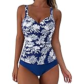 SUUKSESS Women Sexy Twist Push Up Tankini Swimsuit Tummy Control Bathing Suits