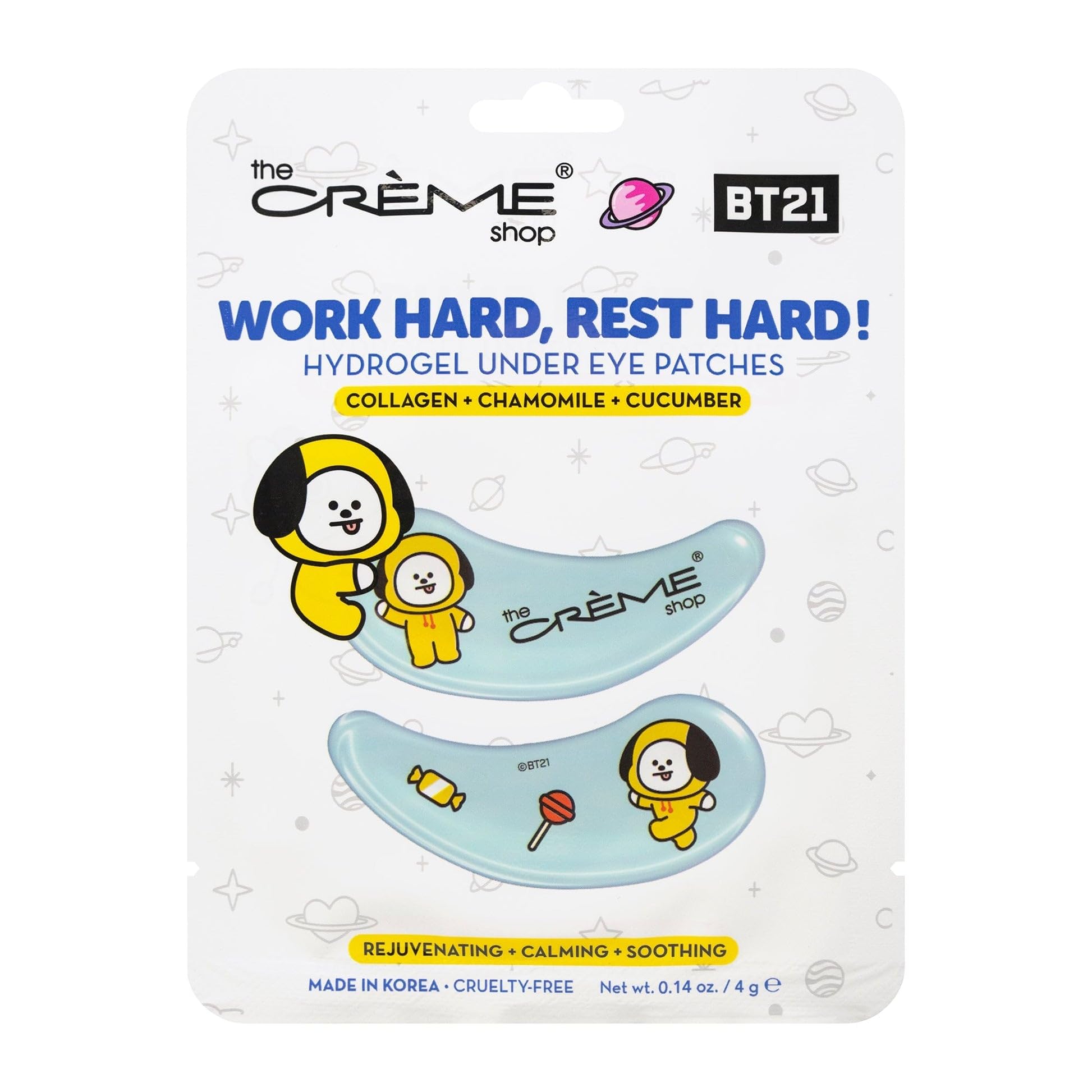The Creme Shop BT21 Hydrogel Under Eye Patch Collection Featuring RJ MANG CHIMMY TATA Varieties Infused with Hyaluronic Acid Retinol Collagen Vitamin B3 Rejuvenating Brightening Soothing (Set of 4)