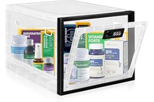 CHEFEGGUKK Medicine Lock Box, Office Lockable Storage Cabinet for Fridge Food/Electronics Safe, Phone Jail Lock Box with Combination Code for Home/Dorms Storage Lockers