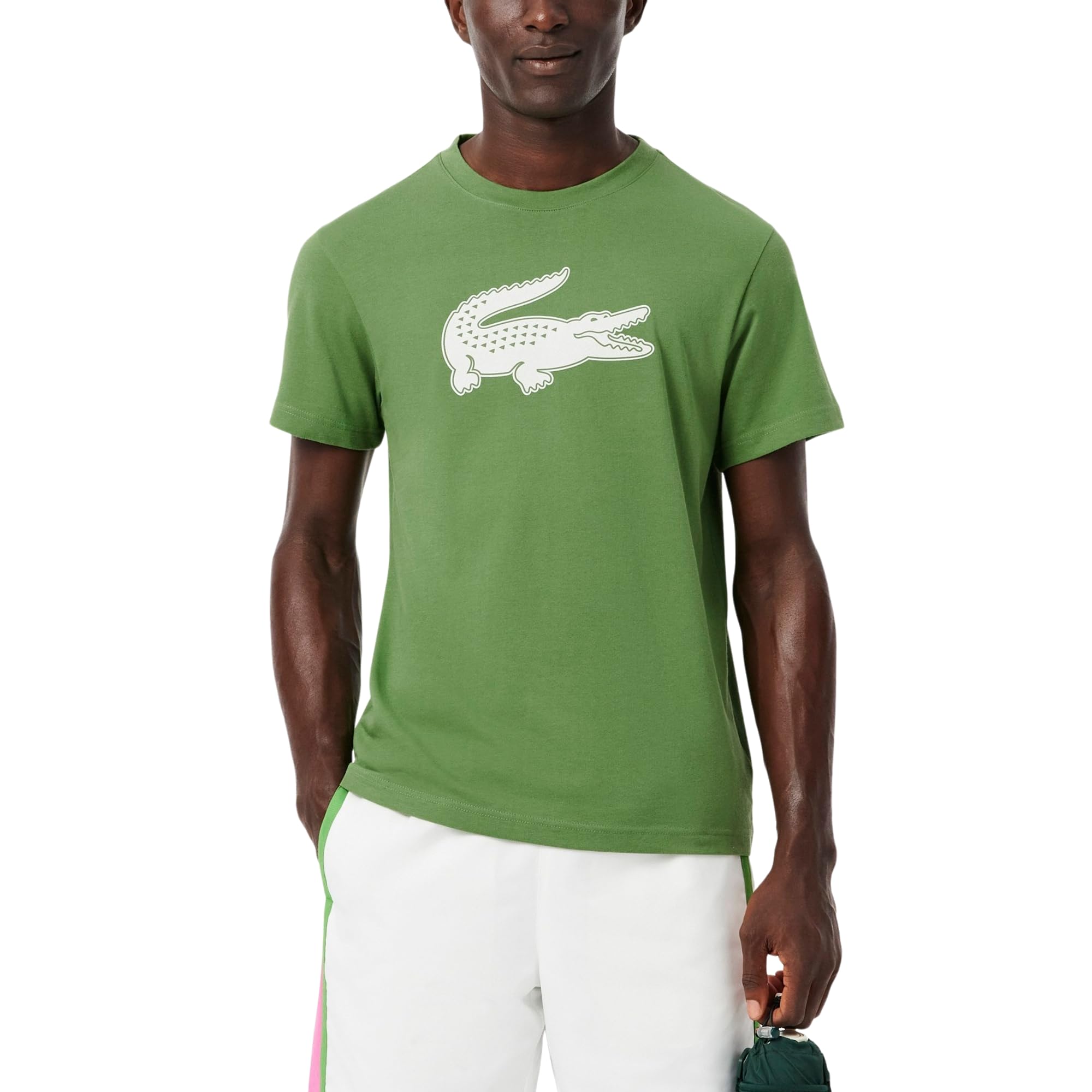 Lacoste Men's Ultra Dry XXL Logo Sport T-Shirt, Lamb's Lettuce/White, XX-Large Image