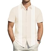 ZIBRAL Short Sleeve Stripes Shirts for Men Casual Button Down Dress Shirt