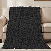 Jbofyee Black Leopard Print Throw Blankets All Season Ultra Soft Warm Fleece Blanket for Home Bed Sofa Couch Chair Outdoor Travel Camping 80x60 Inch
