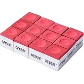 GSE 12-Pack Billiard Pool Cue Chalks for Home/Tournament Use, Red | Low Dust, Anti-Miscue, Enhanced Spin &amp; Control, Portable Storage Box Packaged, Billiard Pool Table Accessories
