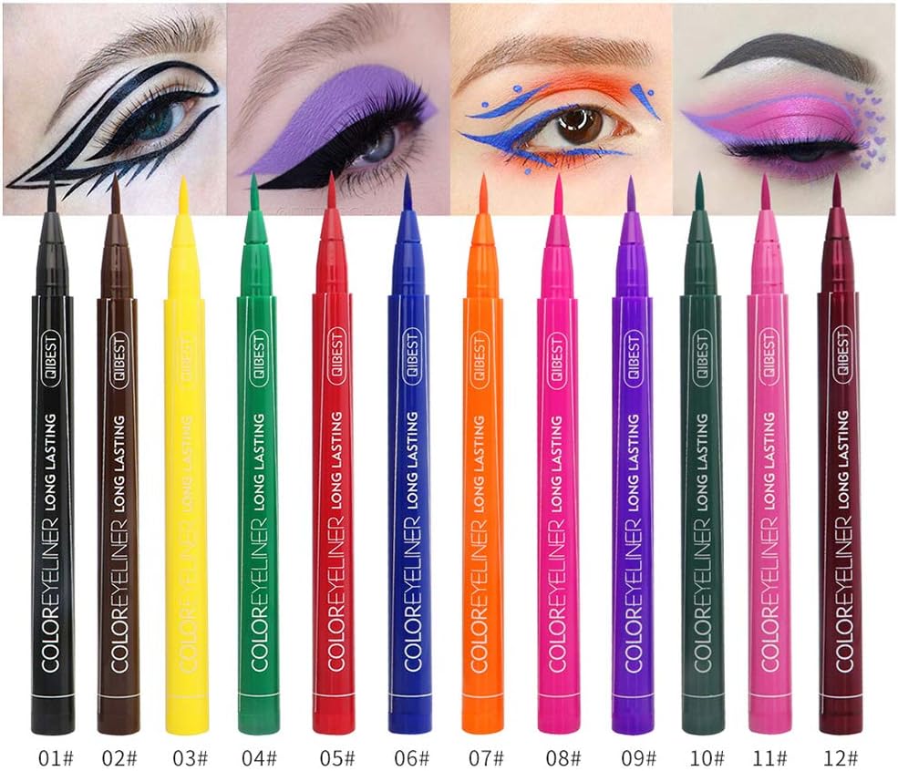 Eyeliner Pencil Set Waterproof Colorful matte Colorful Red Blue Gold Pink Yellow Multicolor Eye Liner Pen Liquid Eyeliner Pen Long Lasting Professional Anti-sweat Smudge-proof Makeup