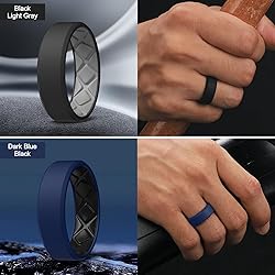 Egnaro Men's Silicone Rings, 7.5mm Wide 2.5mm Thick
