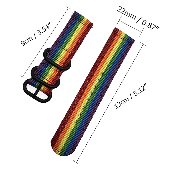 22mm Universal Ballistic Watch Band, CNYMANY Nylon Canvas Woven Loop Replacement Strap Wristband Buckle Fastener Adjustable Closure for Smart-Watch ...