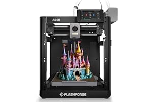 FLASHFORGE AD5X Multi-Color 3D Printer with IFS, 600mm/s High Speed, 300°C High Temp Direct Extruder, Fully Auto Leveling, All Metal CoreXY,4-Color Printing for PLA-CF,PETG-CF, 220x220x220mm