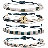 FANCY SHINY Boho Nautical Compass String Bracelets Beaded Clay Beads Bracelet Stackable Friendship Bracelets Summer Beach Outfits for Women Girls