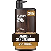 Every Man Jack 2-in-1 Daily Shampoo + Conditioner - Amber + Sandalwood | Nourishing For All Hair Types, Naturally Derived, Cr