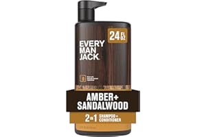 Every Man Jack 2-in-1 Daily Shampoo + Conditioner - Amber + Sandalwood | Nourishing For All Hair Types, Naturally Derived, Cr