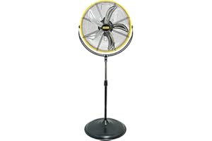 HiCFM 20" Tilting Pedestal Fan, 4300 CFM High Velocity 3-Speed Standing Fan with 1/5 HP Powerful Motor for Residential, Commercial, Industrial, Warehouse, Garage, Workshop - UL Safety Listed (Yellow)