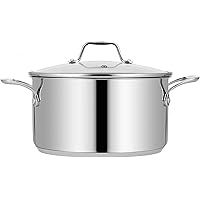 6-Quart Stainless Steel Stock Pot - 18/8 Food Grade Stainless Steel Heavy Duty Induction - Stock Pot, Stew Pot…