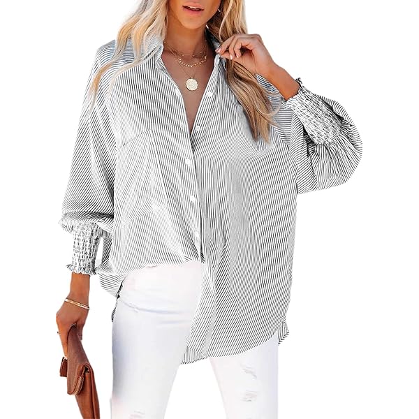 Blouses for Women Stripes Button Down Shirts for Women