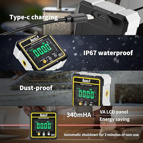 Digital Inclinometer Angle Finder - LCD Bevel Gauge With Magnetic Base & Backlight