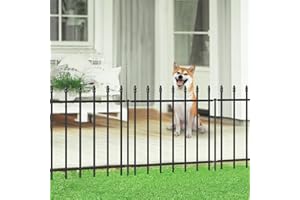 FOREHOGAR Decorative Metal Garden Fence 24 in H x 16 ft L,8 Panels + 9 Stakes Border Fence Panels Animal Barrier for Dogs, No Dig Garden Fencing for Yard Patio Flower Bed Lawn Outdoor,Black