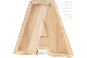 weallbuy Piggy Bank for Kids Personalized A-Z Letter Piggy Bank Wooden Transparent Letter Money Box Decoration Creative Money jar Gifts for Birthday, Christmas and Thanksgiving Day (A)