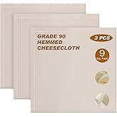 Cheesecloth Muslin Cloth 20 x 20 Inches Reusable Cheesecloths 3 Pcs Cheese Cloth Grade 90 Unbleached Cheese Cloths for Cookin