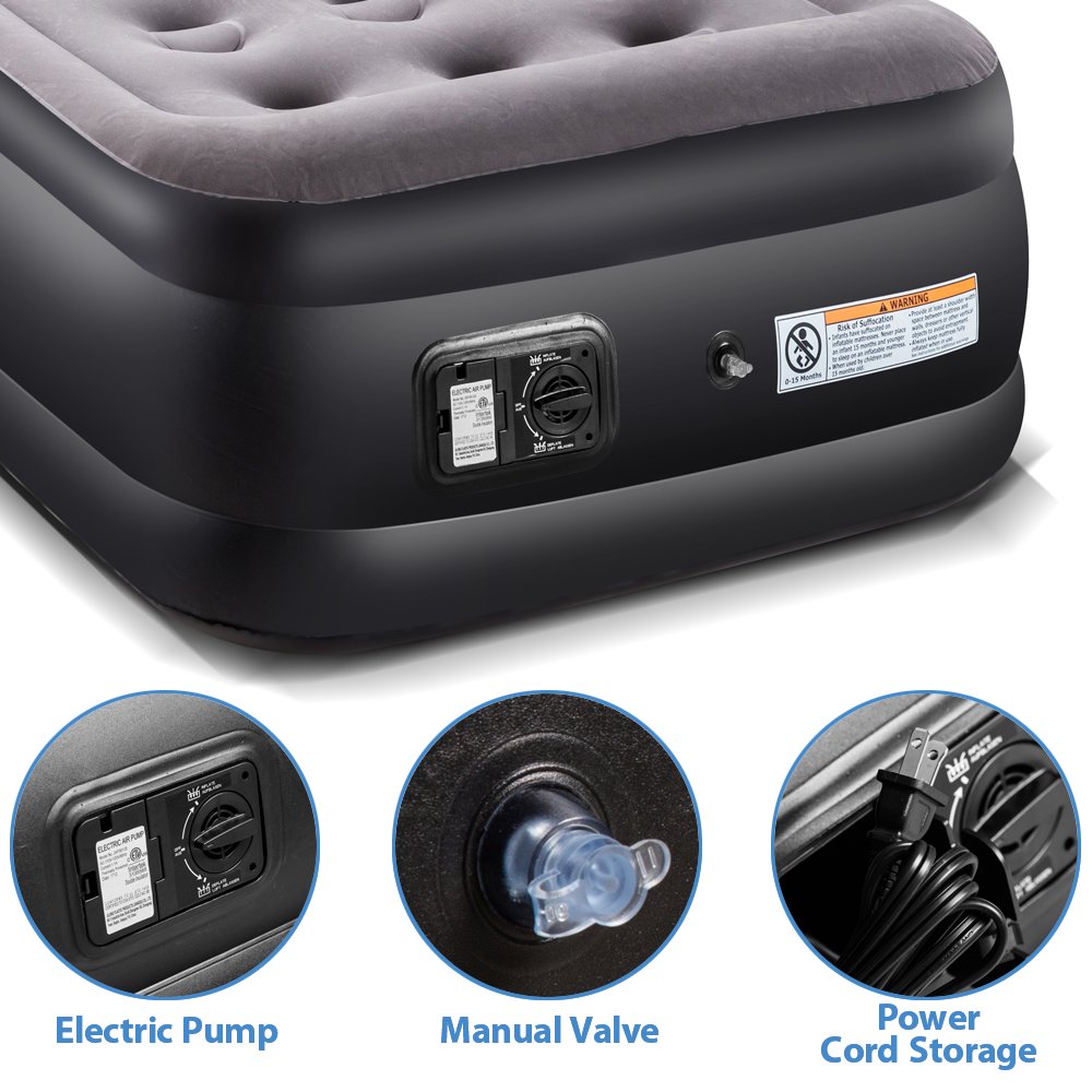 Zoetime Upgraded King Size Double Air Mattress Blow up Elevated Raised