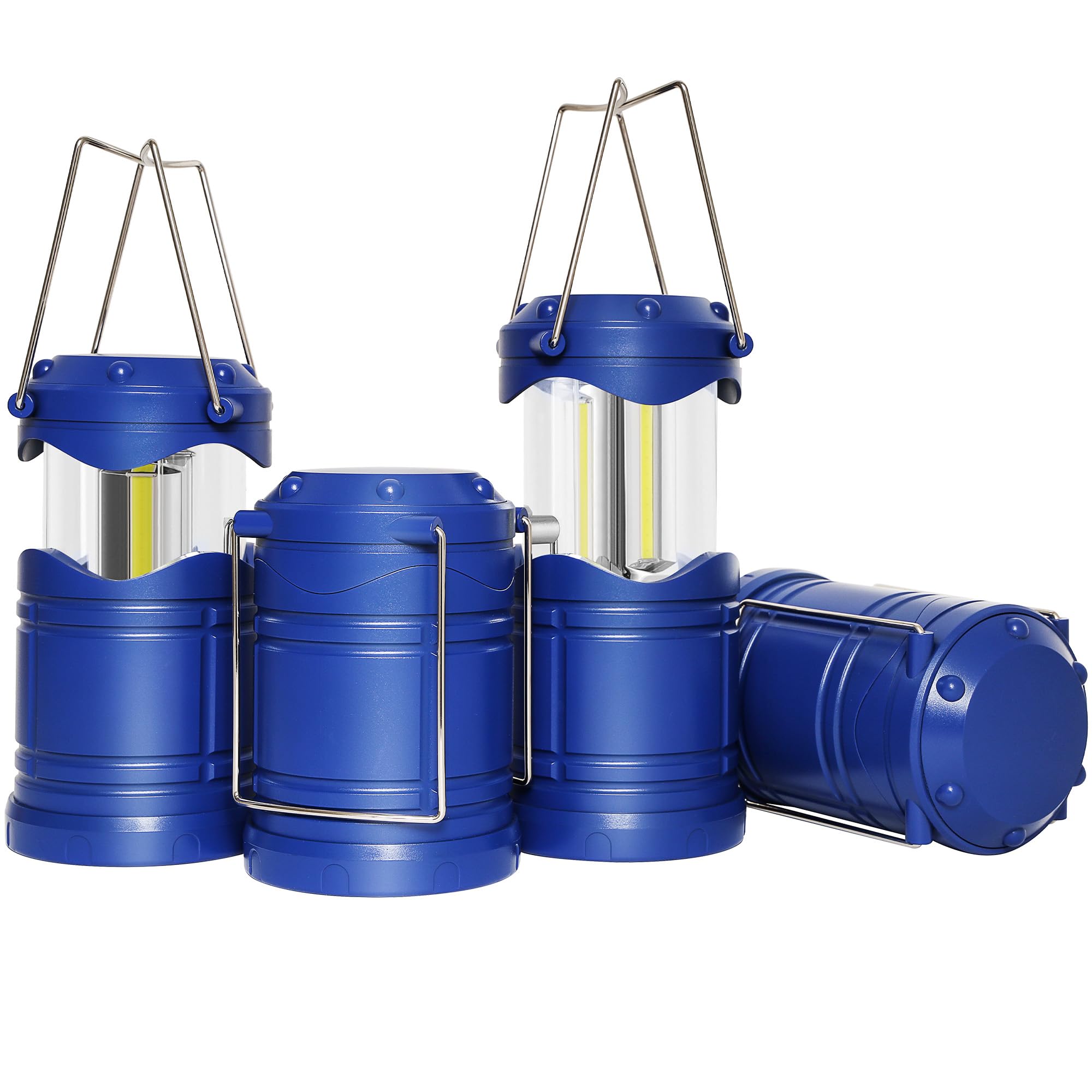 Photo 1 of Lichamp LED Camping Lantern, 4 Pack Battery Powered Flashlight for Power Outages, Portable Collapsible Hanging Light Essential for Home, Outdoor, Emergency Lamp Survival Kit Gear for Hurricane, Blue