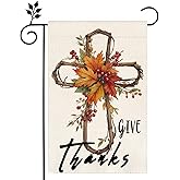 Fall for Jesus He Never Leaves Autumn Pumpkin Maple Leaves Garden Flag 12 x 18 Inch Autumn Home Outdoor Yard Decoration Flag