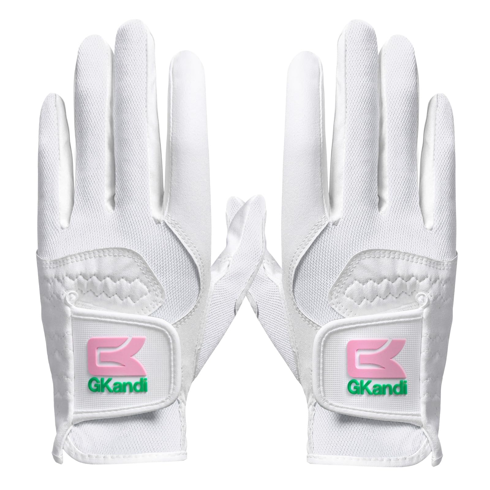 GKandi Women Golf Gloves Rain Grip Wet Hot Cool Mesh Microfiber Pair Both Hand or 2 Pack Left Right Hand,Ladies Golf Glove Breathable Fit Small Medium Large (White, L-1 Pair)