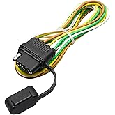 MECMO 4 Pin Vehicle Side Trailer Wiring Harness 49 Inch, 16AWG 4 Prong Trailer Light Plug Socket with Dust Cover, Truck 4 Way