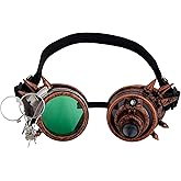 Lelinta Vintage Steampunk Goggles with Detachable Magnifying Glasses,Ideal for Cosplay,Costume Parties