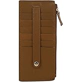 All in One Card Case Holder Slim Wallet With a Card Protection Strap by Leatherboss (Tan)