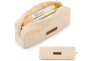ANGOOBABY Small Pencil Case Student Pencil Pouch Coin Pouch Cosmetic Bag Office Stationery Organizer For Teen School-Beige