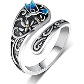 qielizhu Spoon Rings for Women 925 Sterling-Silver Sea Turtle/Hummingbird/Bee/Butterfly Spoon Ring Thumb Rings Animal Jewelry Gifts for Women Men