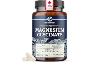 Magnesium Glycinate 400mg | Magnesium Glycinate for Muscle Function, Bones, Heart & Calm Support for Women & Men | 72MG Eleme