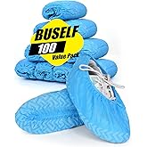 Buself X-Large 100 Count Shoe Covers Disposable Non-Slip, Premium Cloth Boot Covers, Slip-resistant, Durable, Breathable, Non-toxic, Recyclable, Stretchable Fits Up to Size 13 US Men - Blue
