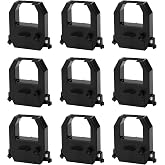 Amano Time Clocks Ribbon Replacement Ribbon Fits Amano PIX 10/15/20/21/25/35/28/55/75/95/200/3000/4000, Amano TCX Time Clocks, All Models, Black Ink (Black-9pcs)