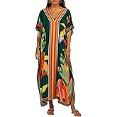Bsubseach Women Plus Size Kaftan Dress Swimsuit Cover Up Caftan Maxi Beach Dresses Cover Ups