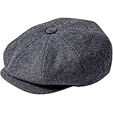 JANGOUL Men Wool Blend 8 Panel Newsboy Cap Tweed Cabbie Hat Snap Brim