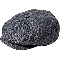 Vintage Barbisio Italy Wool Newsboy Cap Grey Herringbone Cabbie Hat Dark Academi Charcoal Grey Herringbone Wool Apple Newsboy Cap - Winner  main image 2