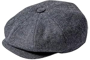 JANGOUL Men Wool Blend 8 Panel Newsboy Cap Tweed Cabbie Hat Snap Brim