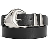XZQTIVE Women's Leather Belts for Jeans Dress Pants Black Brown Belts for Women Ladies Waist Belts with Gold Buckle