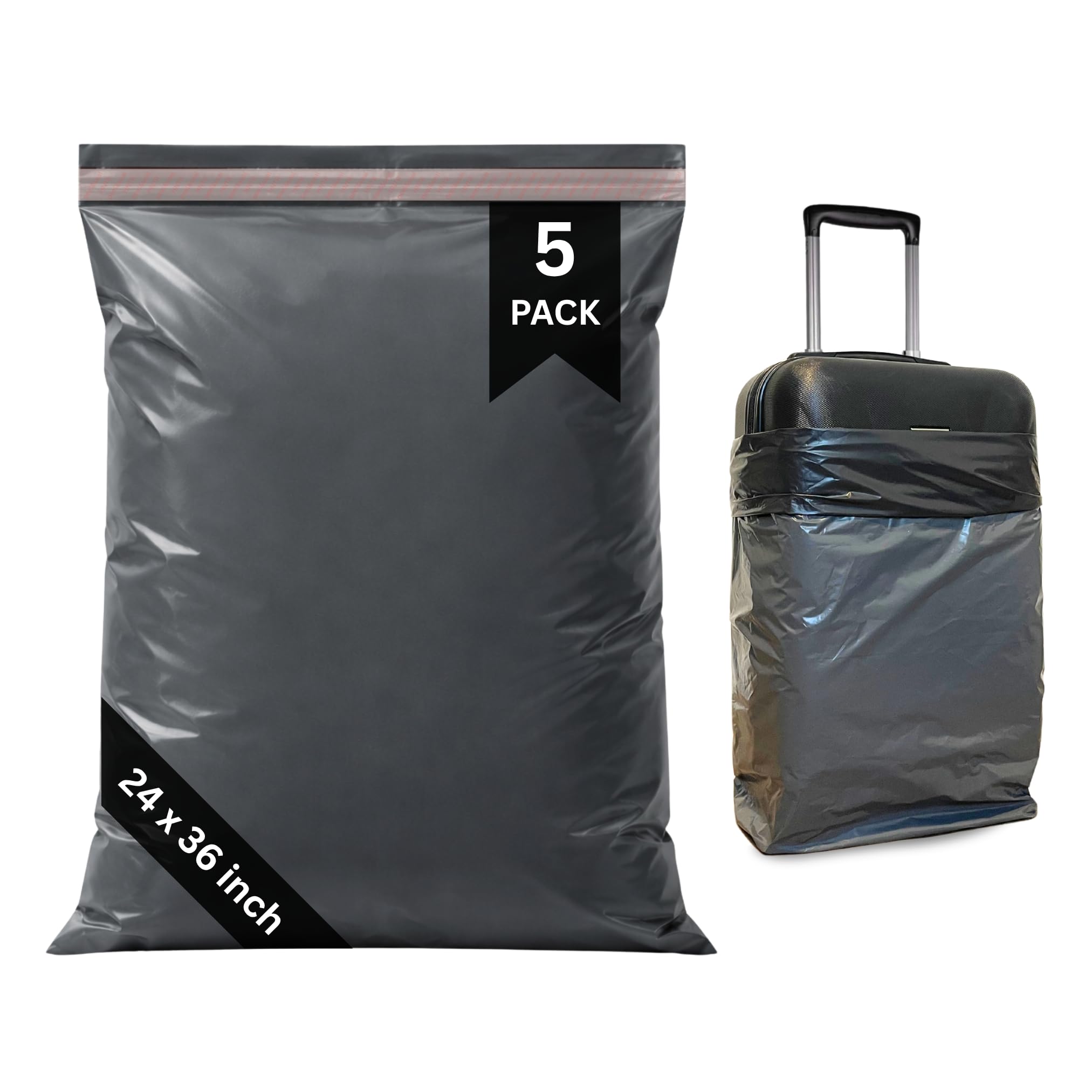 HNTR® 24 x 36 Extra Large Postage Bags For Clothes Vinted | 5 Pack | 60 Micron | Permanent Self-Seal