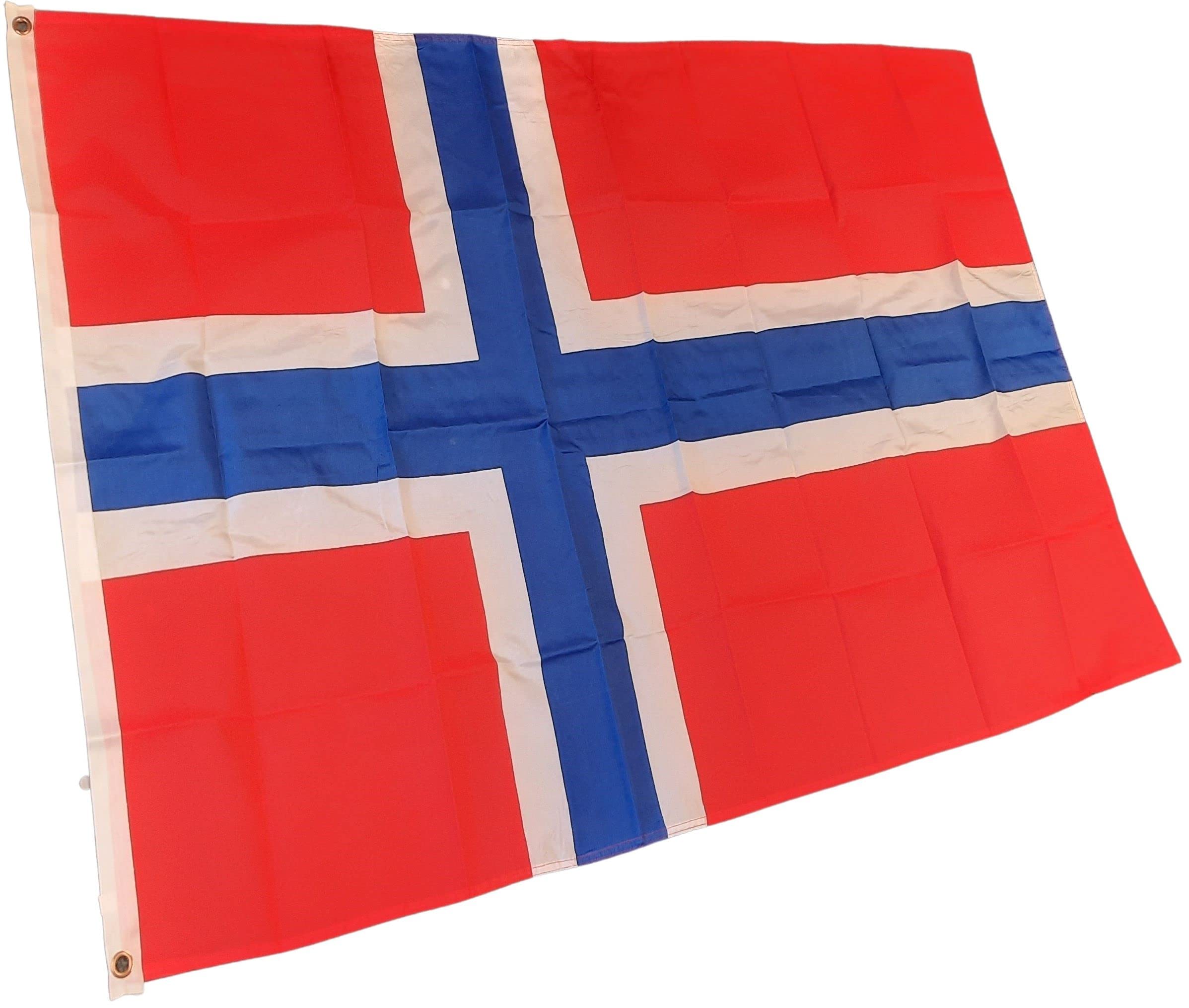 NWFlags Norway Flag 3ft x 2ft 75d Premium Polyester Suitable For Flagpoles | Strong Polyester 3x2 foot material Norwegian flag with Eyelets