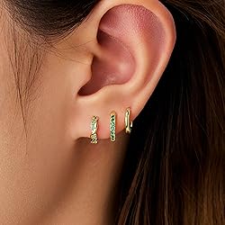 Inerney Gold Green Earrings Set for Women, Dainty