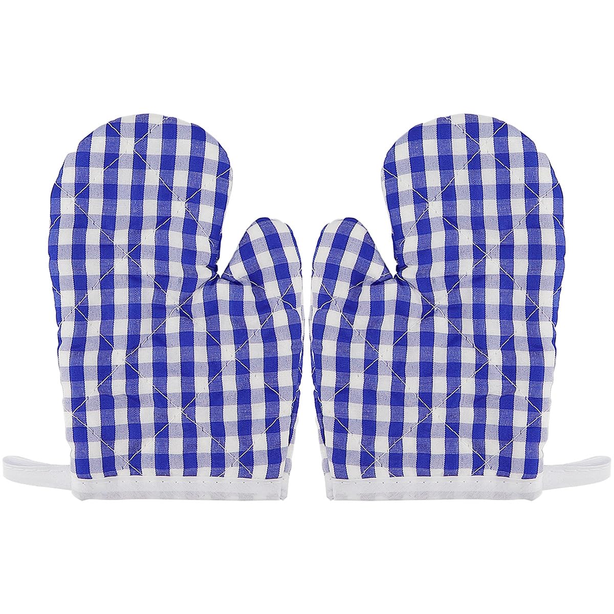FERCAISH 1 Pair Children's Cooking Gloves, Toddler Kitchen Gloves, Checkered Baking Gloves, Cooking Oven Gloves, Heat Resistant Gloves Microwave for Boys and Girls (Dark Blue)